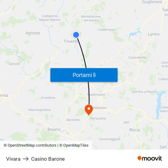 Vivara to Casino Barone map