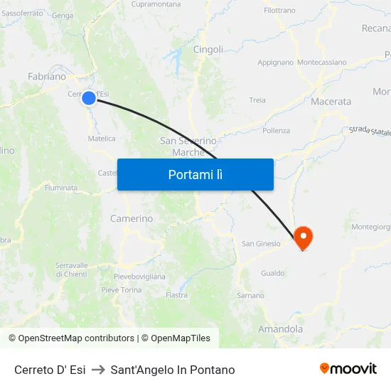 Cerreto D' Esi to Sant'Angelo In Pontano map