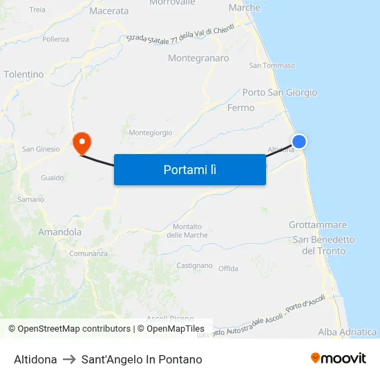 Altidona to Sant'Angelo In Pontano map