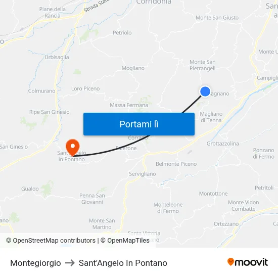 Montegiorgio to Sant'Angelo In Pontano map