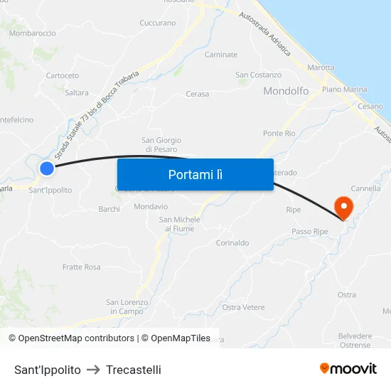 Sant'Ippolito to Trecastelli map