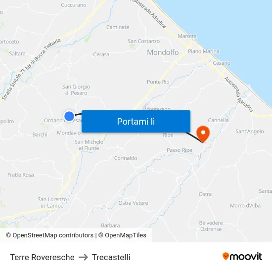 Terre Roveresche to Trecastelli map