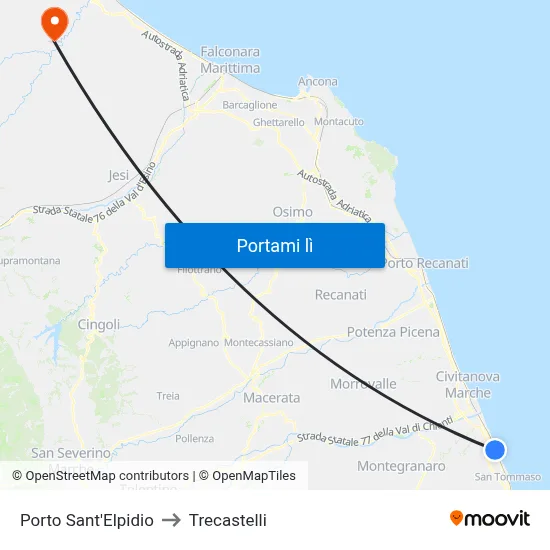Porto Sant'Elpidio to Trecastelli map