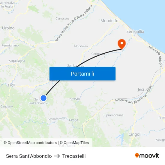 Serra Sant'Abbondio to Trecastelli map