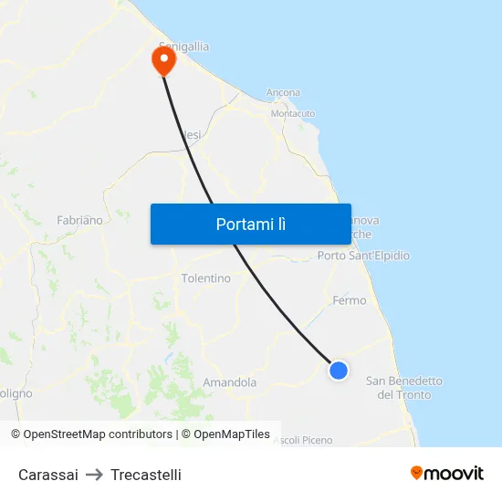 Carassai to Trecastelli map