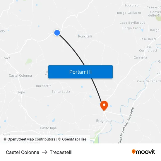 Castel Colonna to Trecastelli map