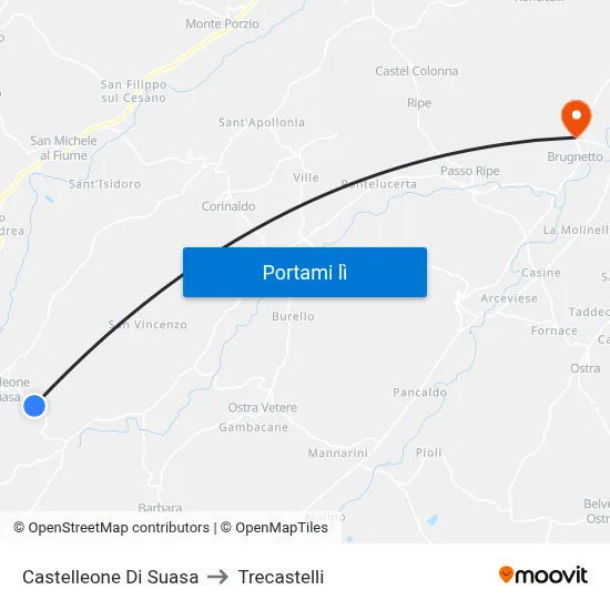 Castelleone Di Suasa to Trecastelli map
