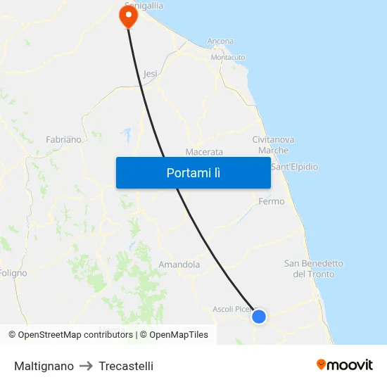 Maltignano to Trecastelli map