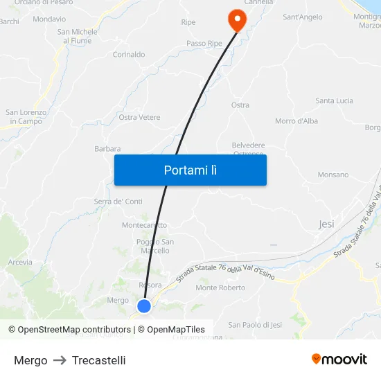 Mergo to Trecastelli map
