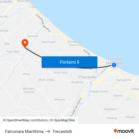 Falconara Marittima to Trecastelli map