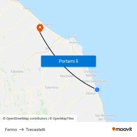 Fermo to Trecastelli map