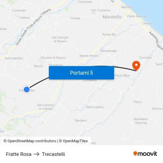 Fratte Rosa to Trecastelli map