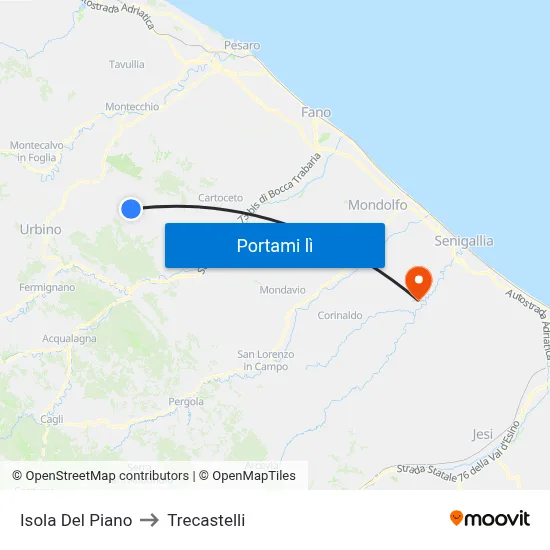 Isola Del Piano to Trecastelli map