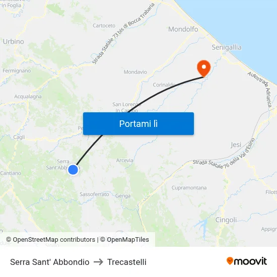 Serra Sant' Abbondio to Trecastelli map