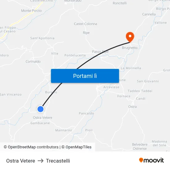 Ostra Vetere to Trecastelli map