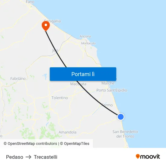 Pedaso to Trecastelli map