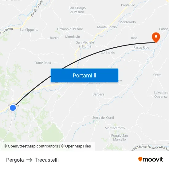 Pergola to Trecastelli map