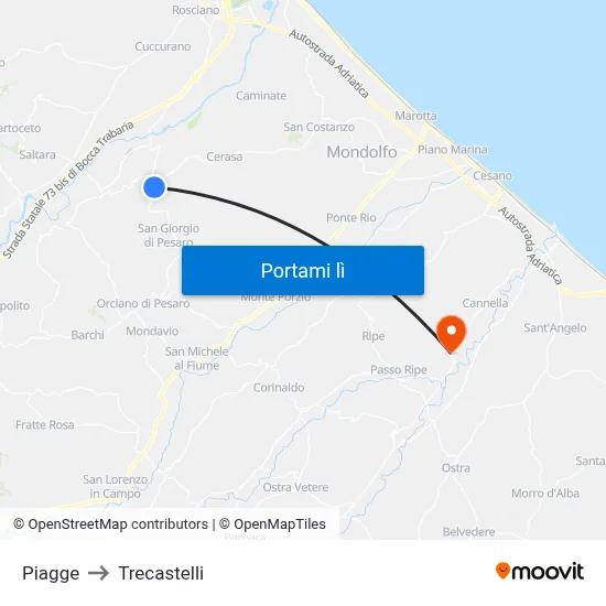 Piagge to Trecastelli map