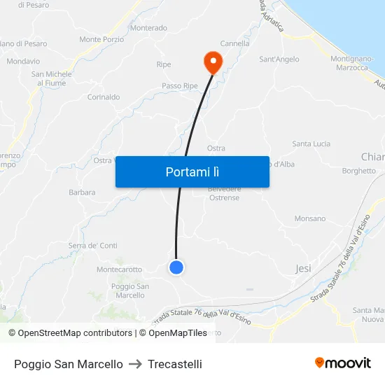 Poggio San Marcello to Trecastelli map