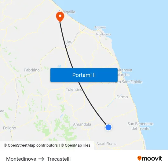 Montedinove to Trecastelli map