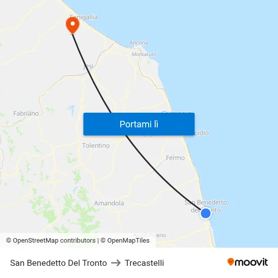 San Benedetto Del Tronto to Trecastelli map