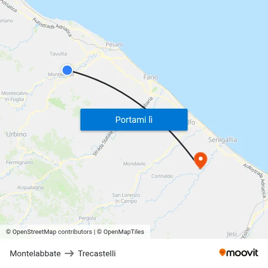 Montelabbate to Trecastelli map