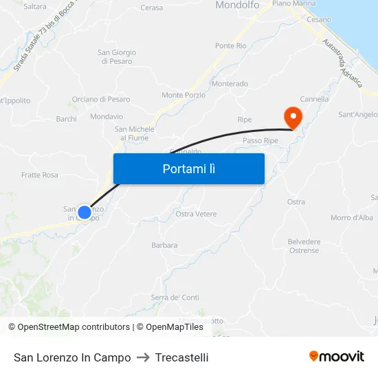 San Lorenzo In Campo to Trecastelli map