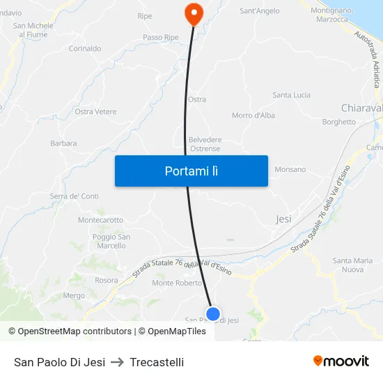 San Paolo Di Jesi to Trecastelli map