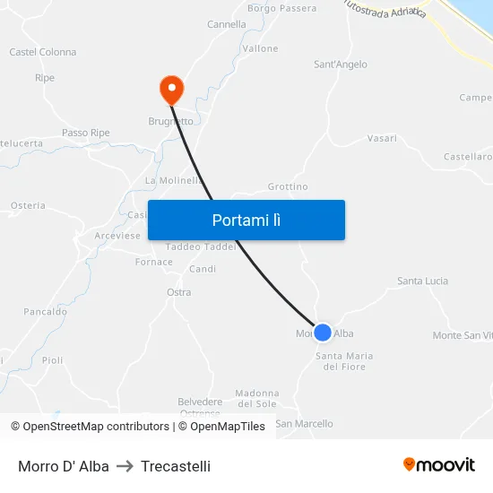 Morro D' Alba to Trecastelli map