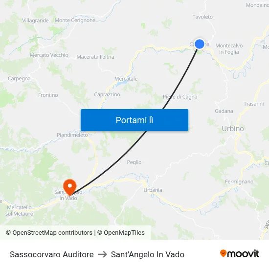 Sassocorvaro Auditore to Sant'Angelo In Vado map