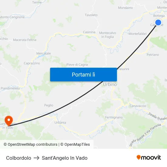 Colbordolo to Sant'Angelo In Vado map