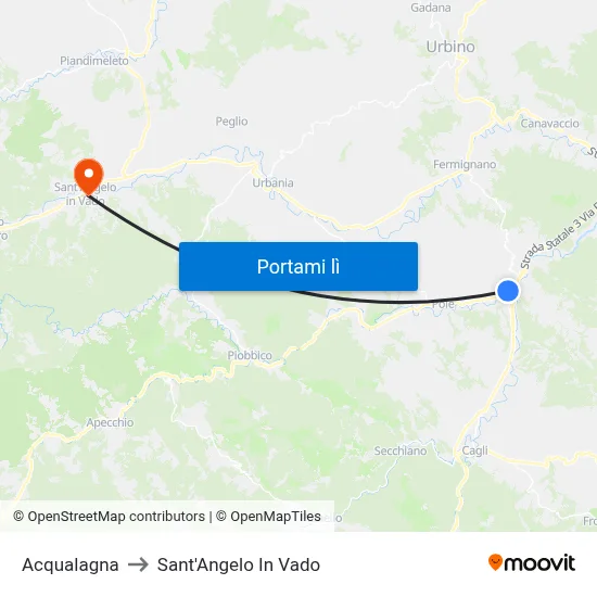 Acqualagna to Sant'Angelo In Vado map
