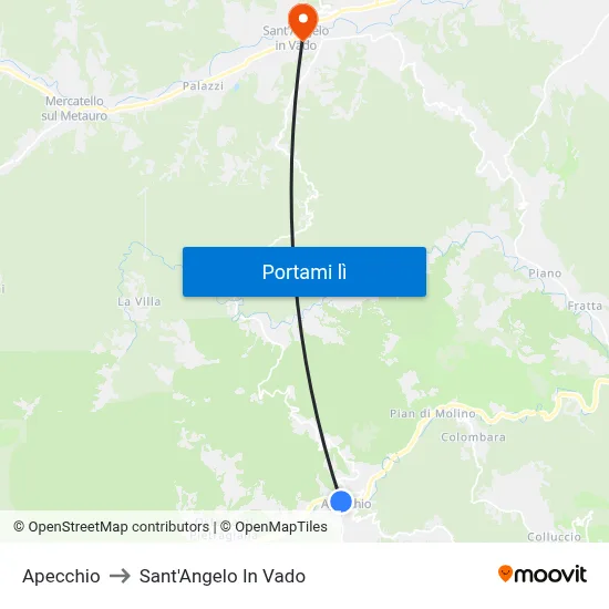 Apecchio to Sant'Angelo In Vado map