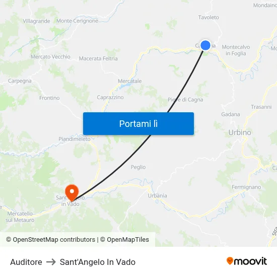 Auditore to Sant'Angelo In Vado map