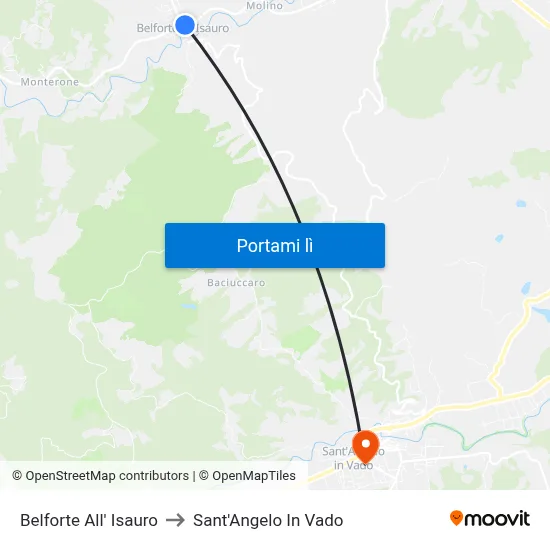 Belforte All' Isauro to Sant'Angelo In Vado map