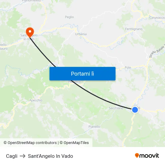 Cagli to Sant'Angelo In Vado map