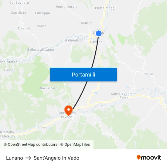 Lunano to Sant'Angelo In Vado map