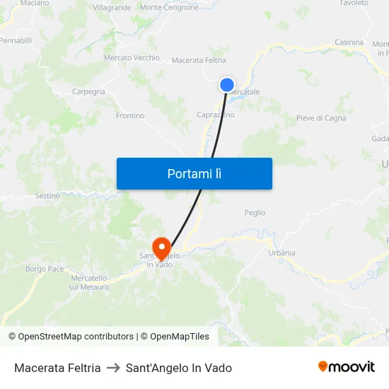Macerata Feltria to Sant'Angelo In Vado map