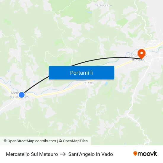 Mercatello Sul Metauro to Sant'Angelo In Vado map