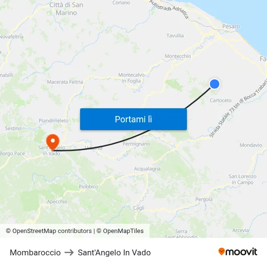 Mombaroccio to Sant'Angelo In Vado map