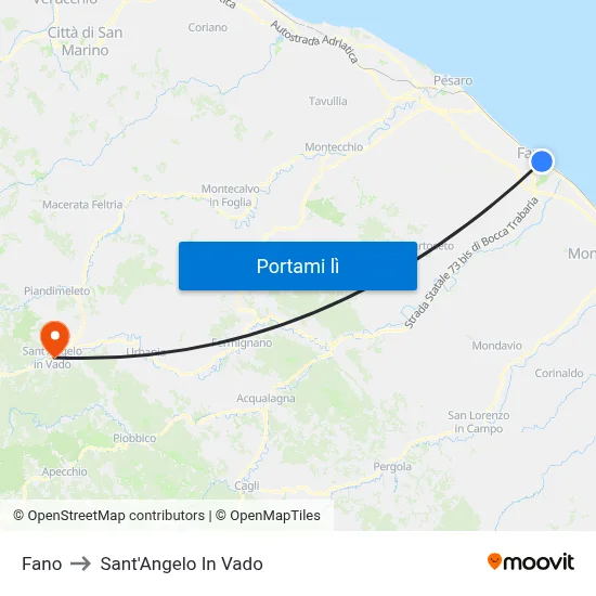 Fano to Sant'Angelo In Vado map