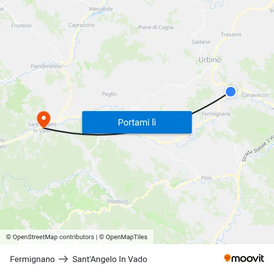 Fermignano to Sant'Angelo In Vado map