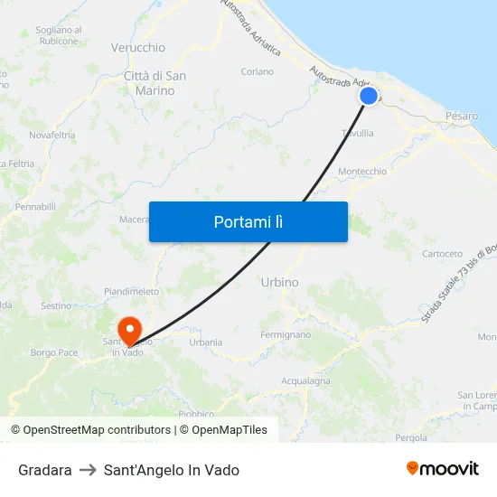 Gradara to Sant'Angelo In Vado map
