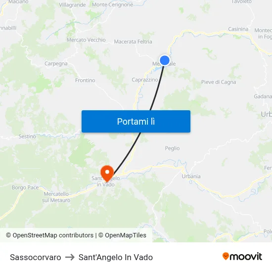 Sassocorvaro to Sant'Angelo In Vado map