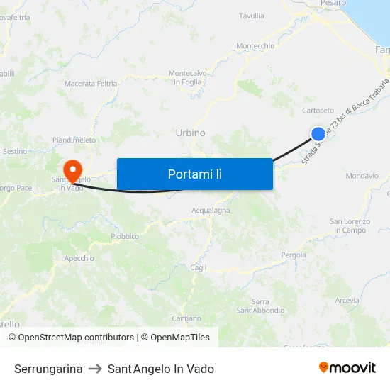 Serrungarina to Sant'Angelo In Vado map