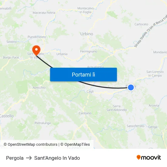 Pergola to Sant'Angelo In Vado map