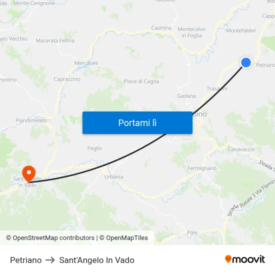 Petriano to Sant'Angelo In Vado map