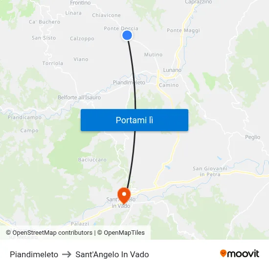 Piandimeleto to Sant'Angelo In Vado map