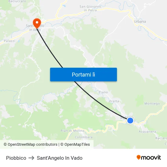 Piobbico to Sant'Angelo In Vado map