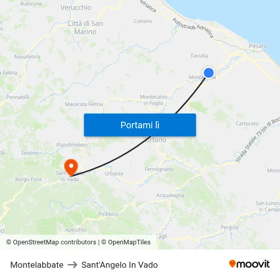 Montelabbate to Sant'Angelo In Vado map